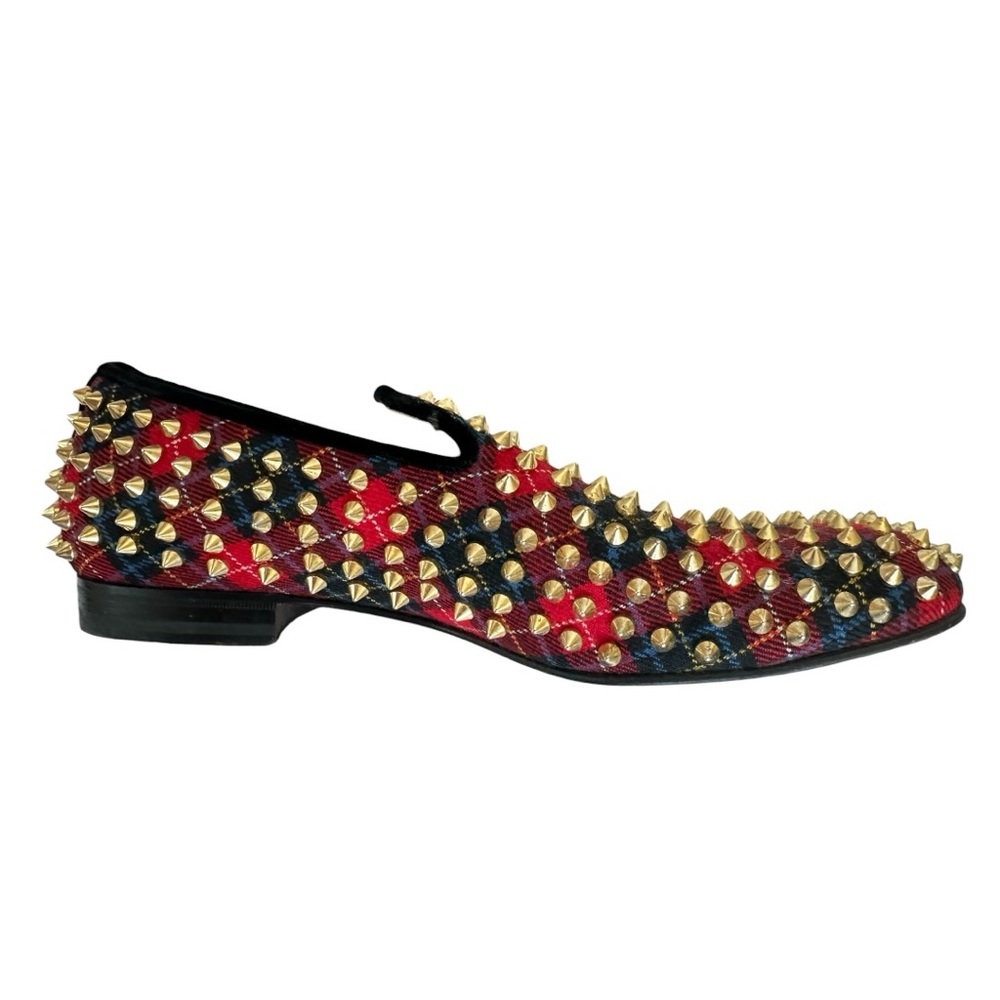Christian Louboutin Rollerboy Spikes Loafers Mens 41.5 Red Tartan Studded - Picture 16 of 16
